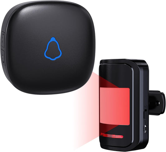 Wireless Motion Sensor Alarm Indoor, METAK 1 PIR Detector 1 Receiver,Black