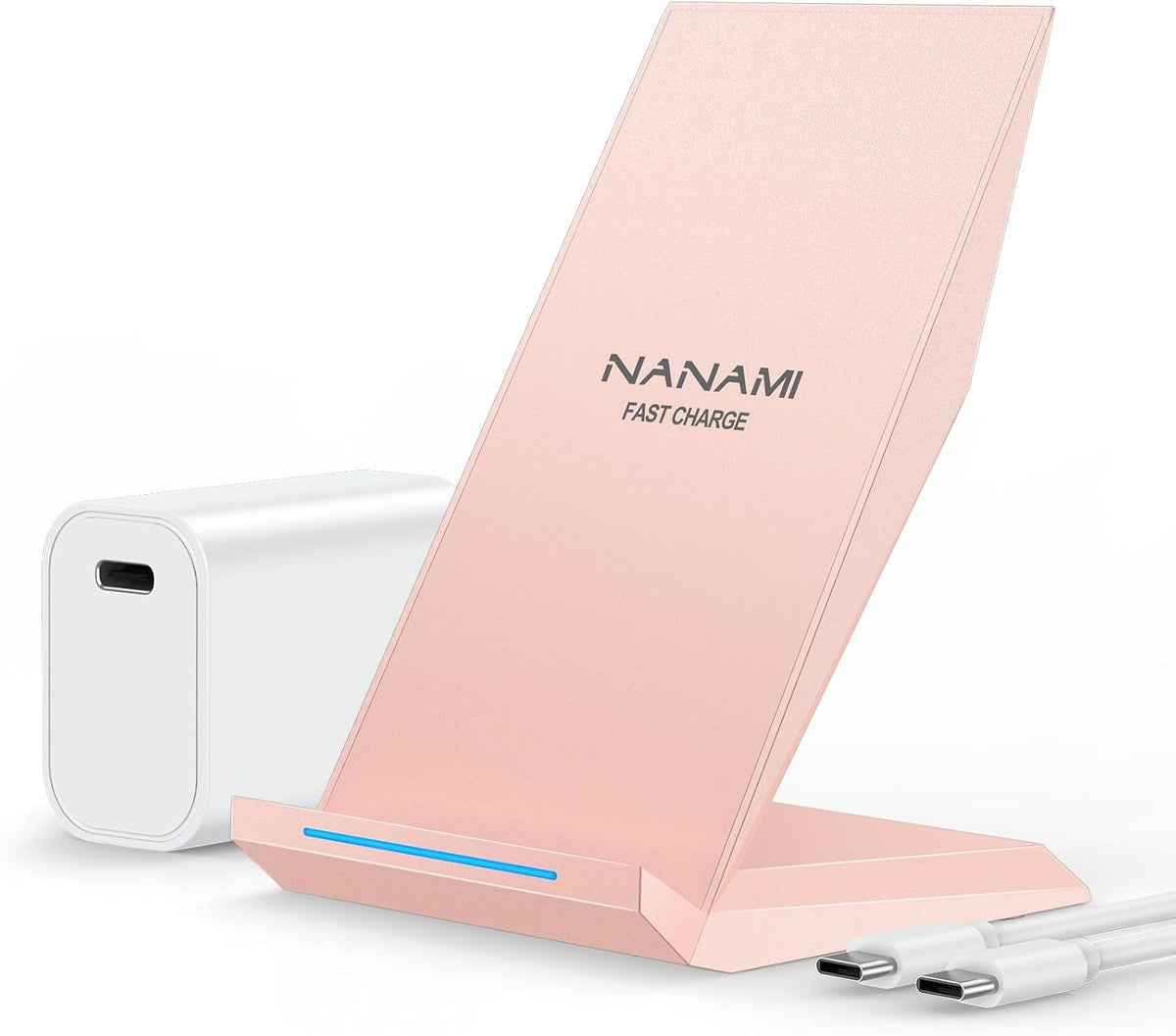 NANAMI Fast Wireless Charger, Nightstand Charging Stand with 20W PD Adapter