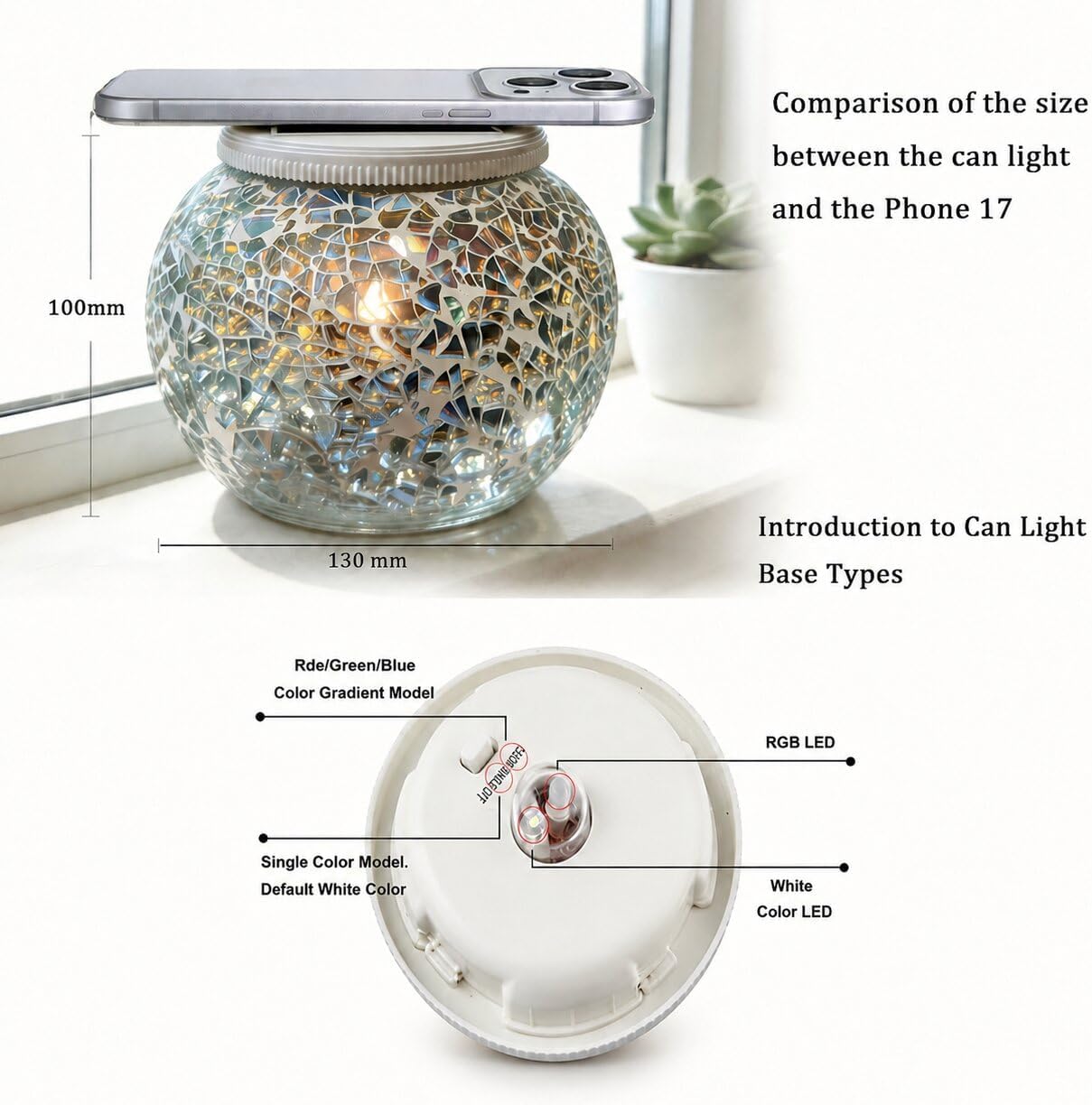 Solar Table Lights Outdoor,Color Changing Crack Glass Ball Lantern | 3 Modes Waterproof LED Table Lamp Night Light, Indoor Outdoor Decor for Garden Patio Bar Party Yard Room, Gifts for Women