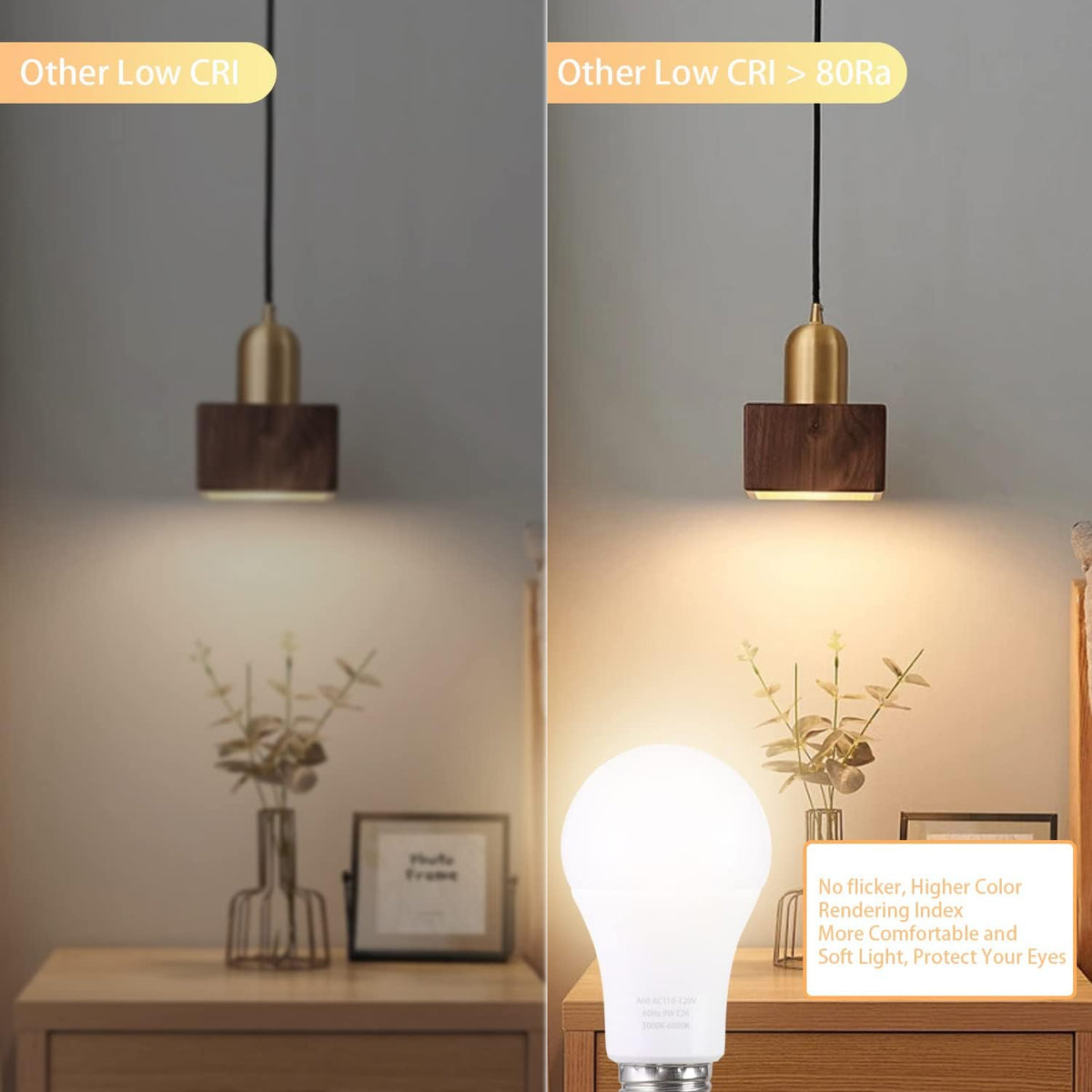 A19 LED Light Bulbs with Remote Control, 800LM 9W, 60W Equivalent LED Bulbs,Stepless Dimmable 3000K-6000K,E26 Base,CRI 80+,2.4GHz,25000+ Hours Lifespan,Light Bulb for Home Decor,1Bulb&1Remote