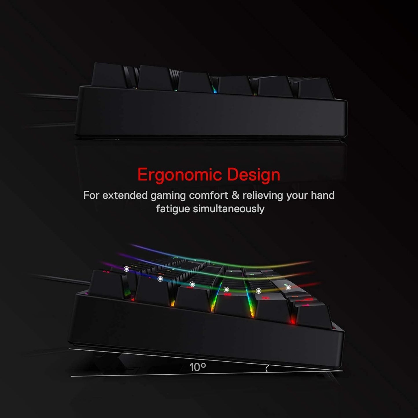 Redragon K582 Wired RGB Mechanical Gaming Keyboard, 104-Key Standard Layout | 16.8M Color Immersive eSports Lighting Vibe, N-Key Rollover for Accurate Combos, 50M-Keystroke Durability, Customize Software