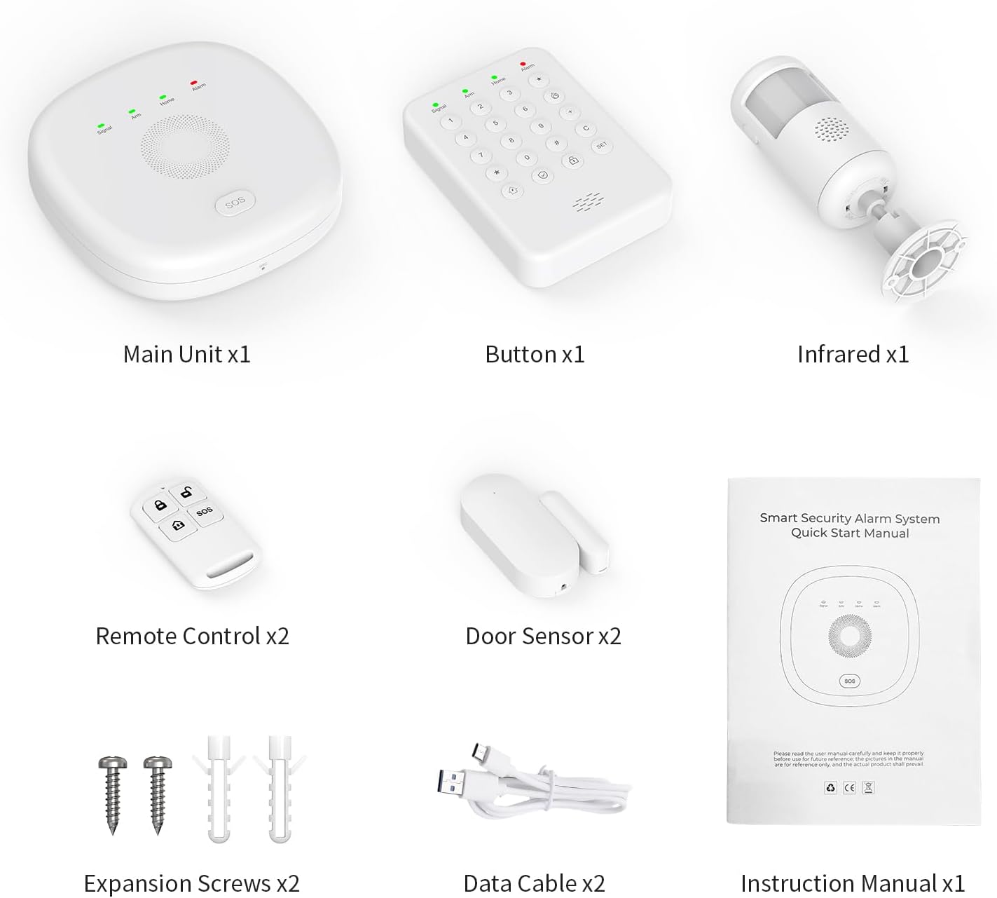 Home Security System 9-Piece Work with Alexa & Google No Monthly Fees,WiFi+4G Mobile App Control with Instant Alerts and Auto Alarm Dial,Door/Window Sensors+Motion Detectors+Remote,24/7 Monitoring