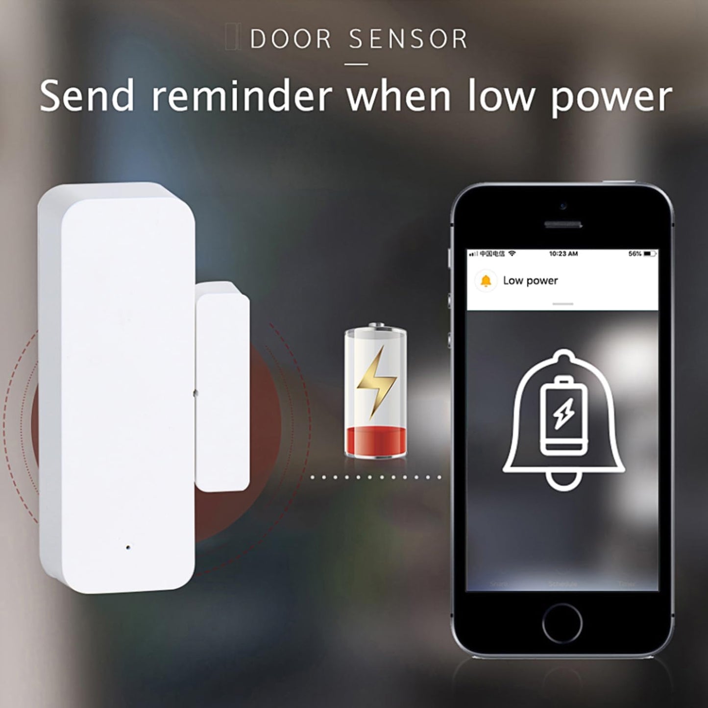 WiFi Door Sensor Window Detector: Smart Window Contact Sensor, Wireless Magnetic Door Open Detector with Free Notification Alerts, Compatible with Alexa Google Assistant (1-Pack)