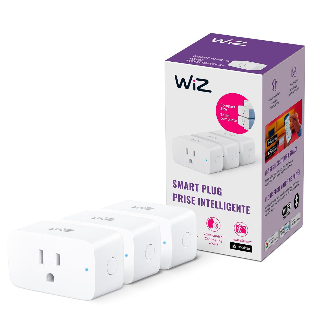 WiZ Smart Plug, Sunset to Sunrise Automation, Motion Detection, Control with Voice or App, Indoor Smart Plug Compatible with Alexa, Google Home and HomeKit, 1 Pack