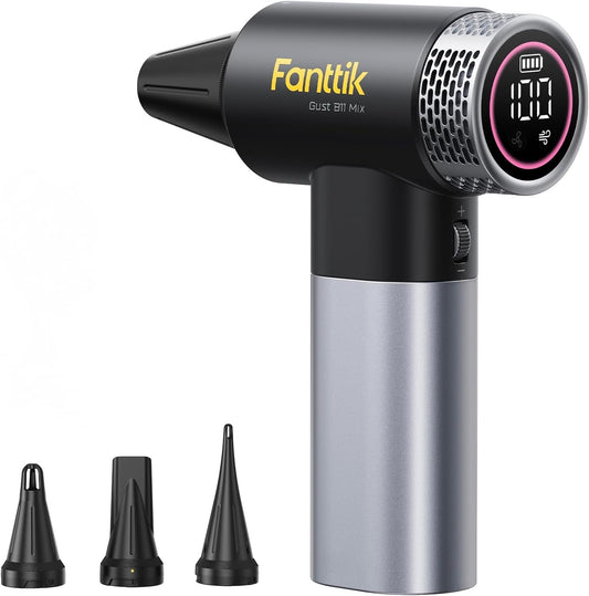 Fanttik Gust B11 Mix 2-in-1 Electric Air Duster & Portable Fan | 110000RPM Brushless Motor, 100-Speed Adjustable, One-Tap Booster, Rechargeable Blower for PC, Electronics & Outdoor Cooling
