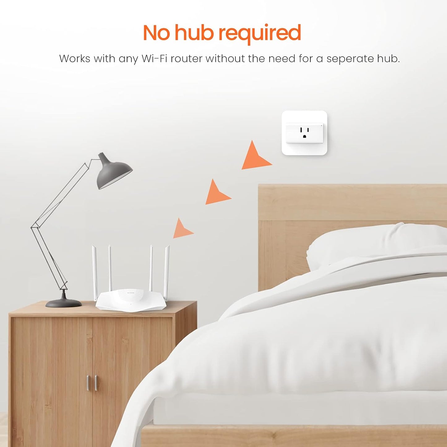 TENDA SP3 (4 Pack) Smart Plug WiFi Outlet Switch, Compatible with Alexa & Google Assistant for Voice Control, Timer & Schedule Function, Compact Design, UL FCC RoHS Certified, No Hub Required