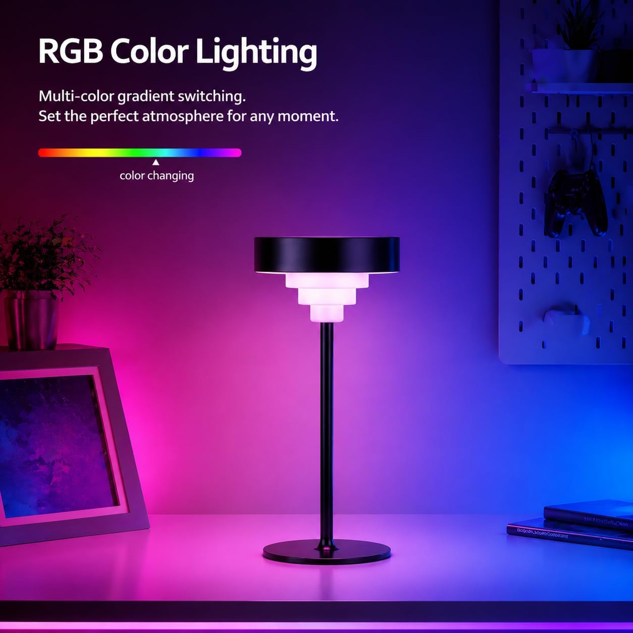 Embar Puzzle lamp with Portable RGB stepless dimming,5400mAh Battery Operated Lamps, Battery Level Display, LED Memory Function, Suitable for Restaurant, Bedroom, Cafe, and Home