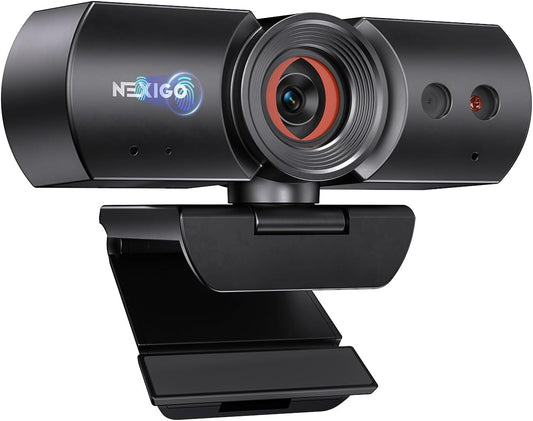 NexiGo HelloCam, 1080P Webcam with Windows Hello, True Privacy, Automatic Electronic Shutter, Computer Camera, Microphone, Facial Enhancement, HD USB Web Cam