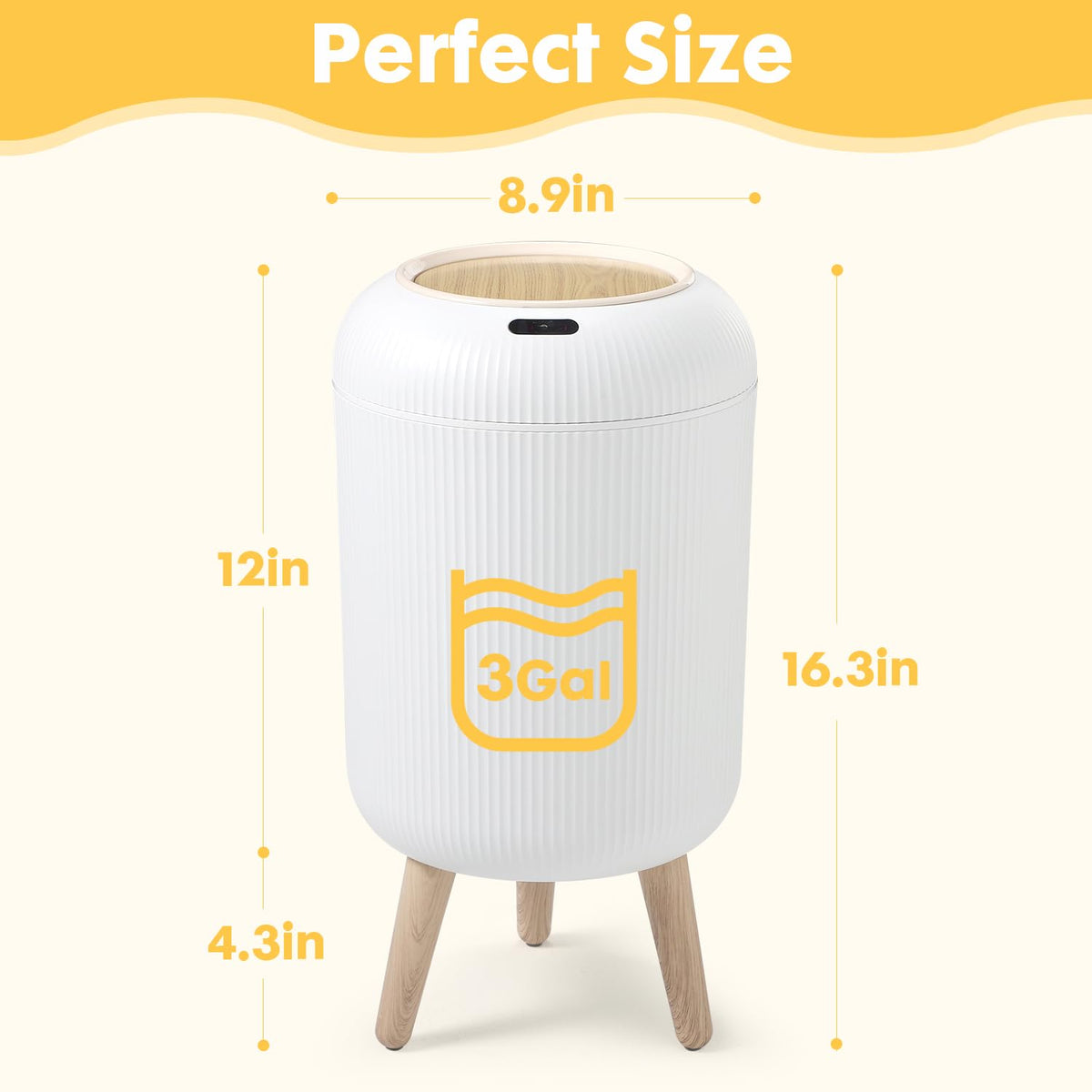 Motion Sensor Bathroom Trash Can,3 Gallon Auto Touchless Trash Bin