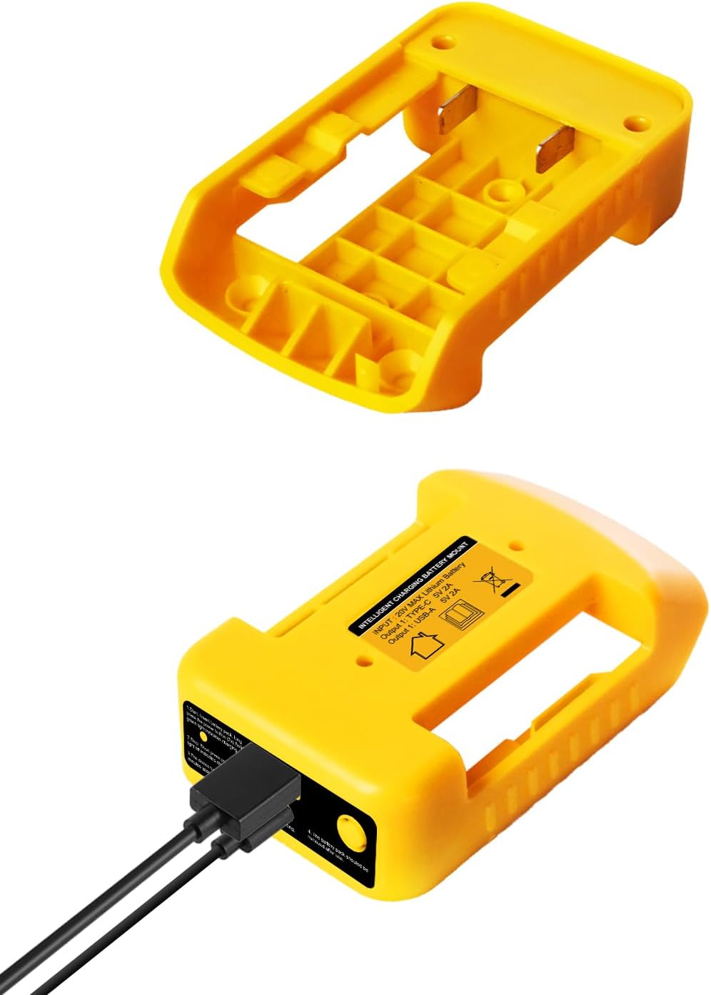 2 Pack USB Battery Adapter Compatible for Dewalt 20V Battery, Battery Converter with USB and Type-C Output Ports for Camping, Travel, Outdoor Indoor Work (Adapter Only)