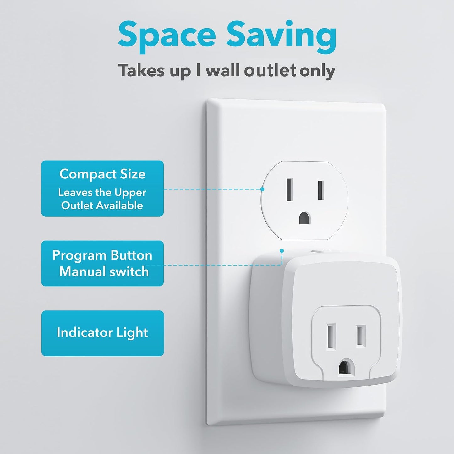 HBN Remote Control Outlet with 100FT RF Signal, Wireless On Off Switch Plug for Household Appliances, Battery Included, 15A/1875W(3 Outlets + 1 Remote)