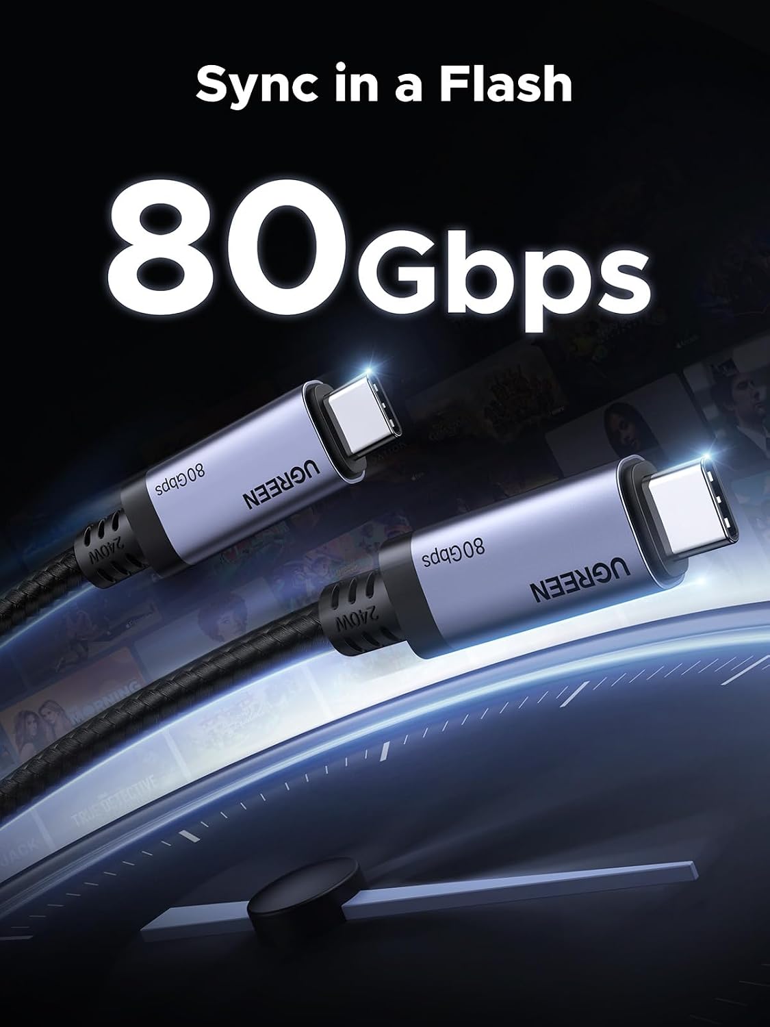 UGREEN 240W USB C to USB C Cable for Thunderbolt 5, USB4 Gen4 80Gbps, 3.3ft | For Thunderbolt 5/4/3, iPhone 17/16/15, MacBook Pro/Air, iPad, Galaxy S26/S25/S24, Pixel 10, USB C Monitors, Hubs, Docks