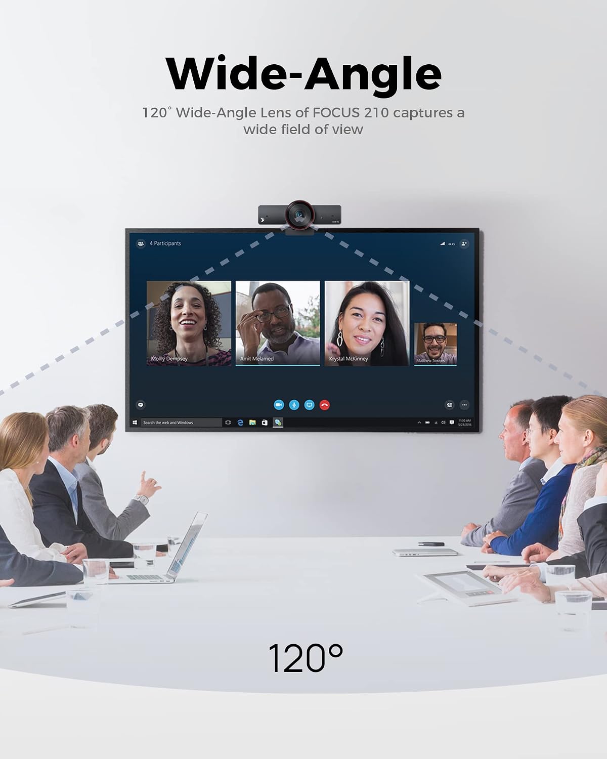 WYRESTORM 4K AI Tracking Conference Webcam Zoom Certified | Auto Framing, Presenter Tracking, 120° Wide Angle, Dual Noise-Cancelling Mics, Privacy Cover, USB Plug Play for Meeting Room