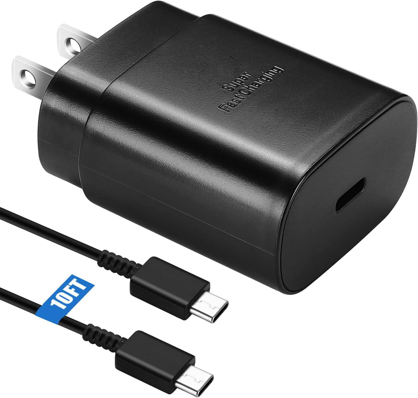 USB C Charger 25W Type C Charger Fast Charging Android Charger S26 S25 S24 Super Fast Charger for Samsung Phone with 10Ft USB C Cable Cord for Samsung Galaxy S26 S25 S24 S23 S22 S21 Ultra Plus,Black
