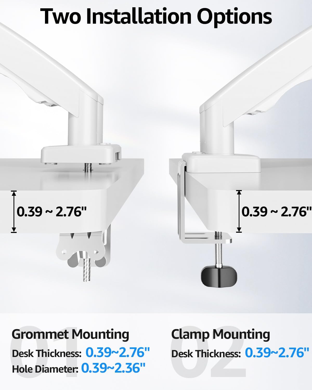Dual Monitor Stand fits up to 32 inch, 4.4-19.8 lbs Computer Screens, Dual Monitor Desk Mount Height Adjustable, Monitor Arms for 2 Monitors, Home Office VESA Mounts, Freelift White