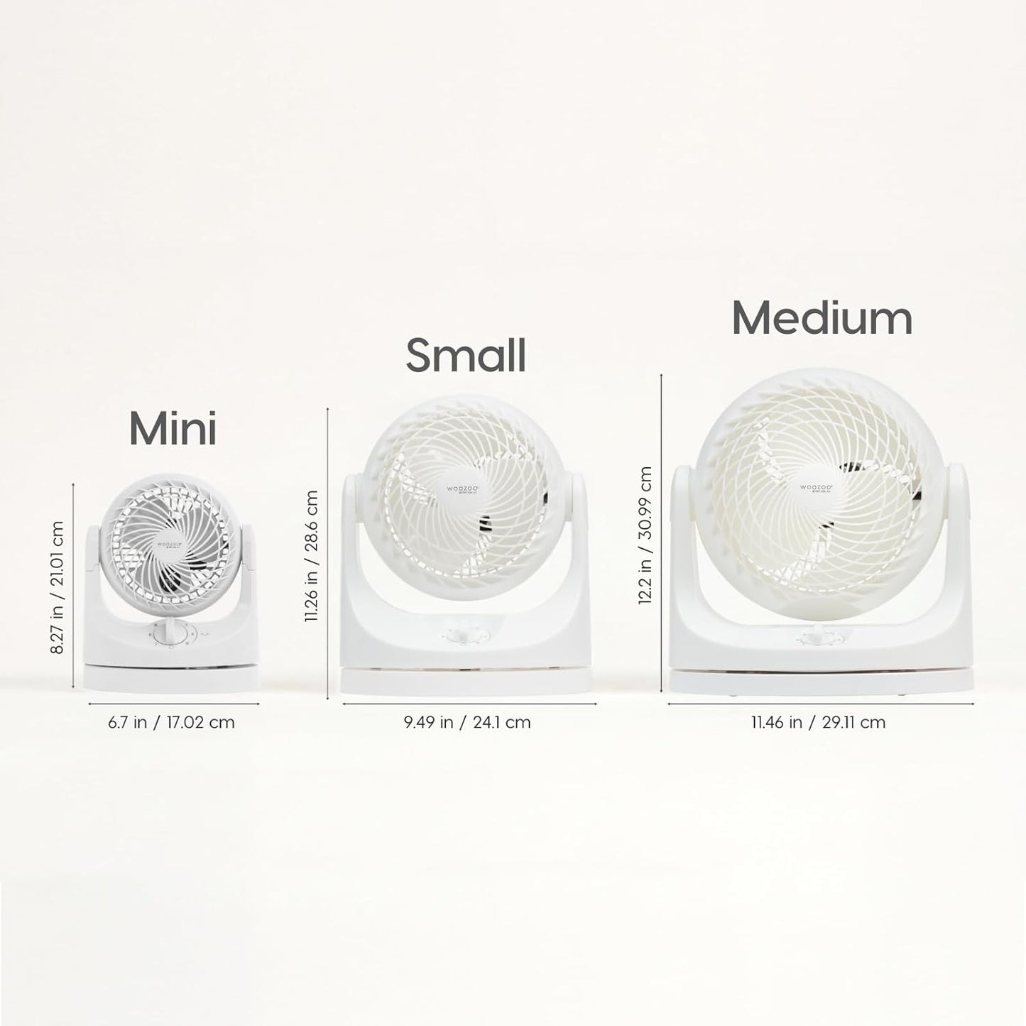 IRIS USA WOOZOO Mini Desk Fan, Oscillating Air Circulator, 112° Tilt, White | 32ft Max Air Distance, 108ft² Coverage, 112° Adjustable Vertical Tilt, 27db
