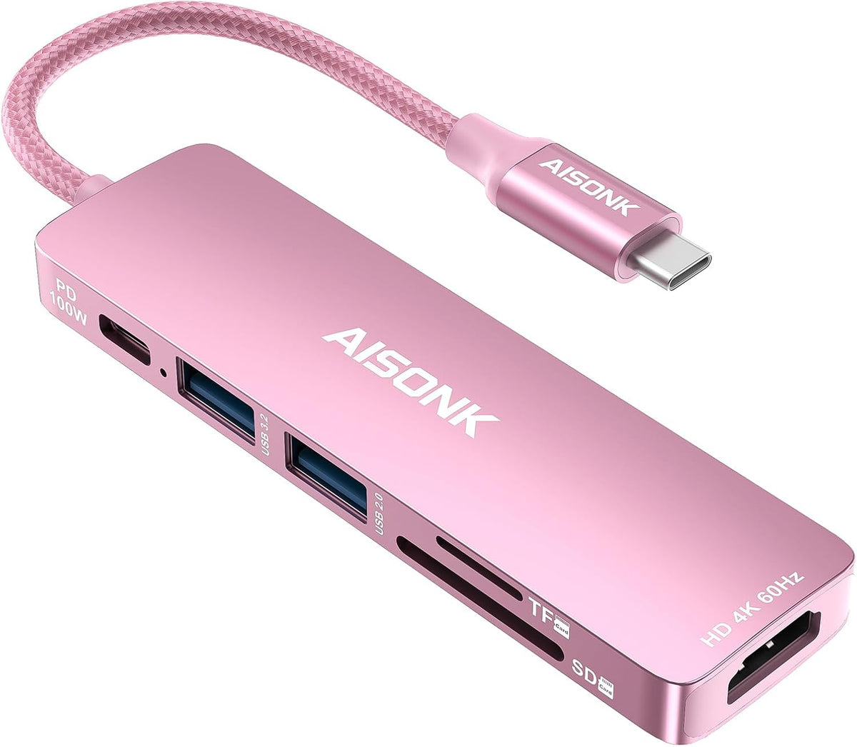USB C Hub, 4K@60Hz C to HDTV Multiport Hub Adapter, 100W PD, 10Gb/s USB 3.2