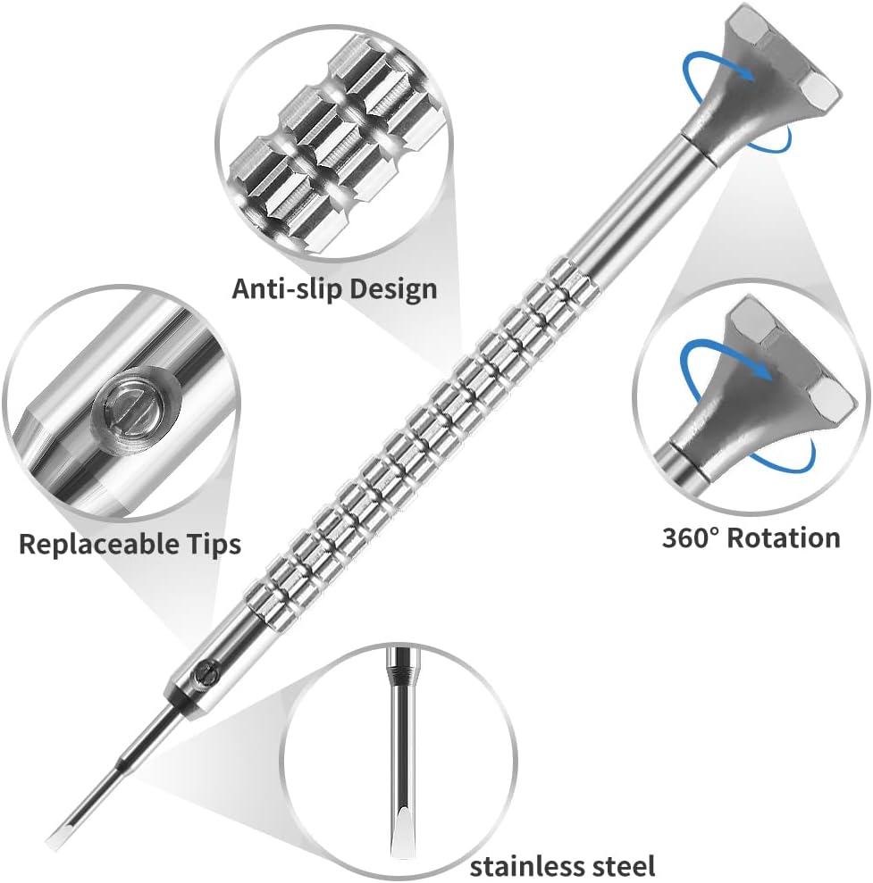10 pcs Precision Slotted And Phillips Watch Screwdriver Set Different Sizes With 20 Extra Replace Blades Watchmaker Screwdriver Set for Watch,Jewelry,Eyeglass，The Best Gift for Dad