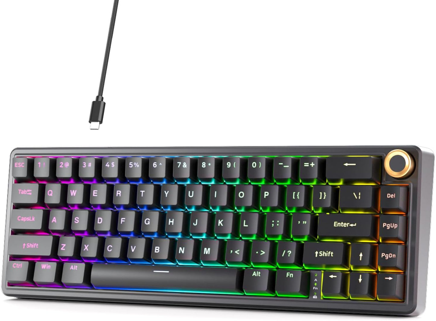 DIERYA DK81E 75% Mechanical Gaming Keyboard, Hot-Swappable, Wired, White | Gasket Mount, Pre-Lubed Linear Switches, 6-Layer Foam, Programmable, Volume Knob, RGB Backlight, Double-Shot Keycaps
