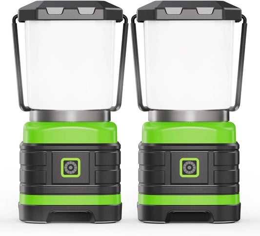 Lichamp LED Camping Lantern, Battery Powered LED Lights Camping Essentials, Portable Lanterns Flishlights for Emergency, Hurricanes, Outdoor Hiking, Power Outages, Survival Gear and Home Use, 2 Pack