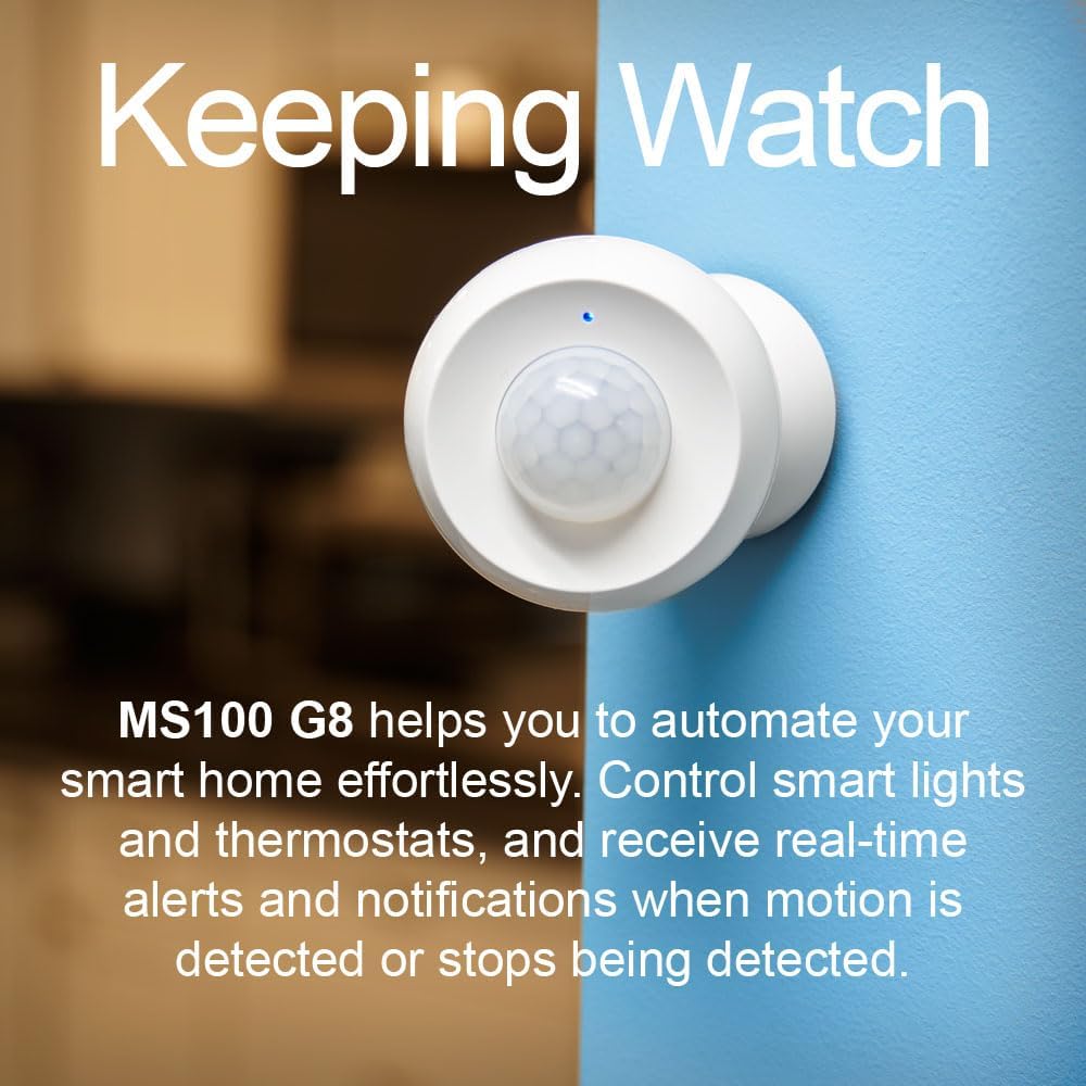HomeSeer Smart Motion Sensor (MS100 G8), 800 Series Mesh & Long Range Z-Wave Technology, Compatible with HomeSeer, Home Assistant, Hubitat (1-Pack)