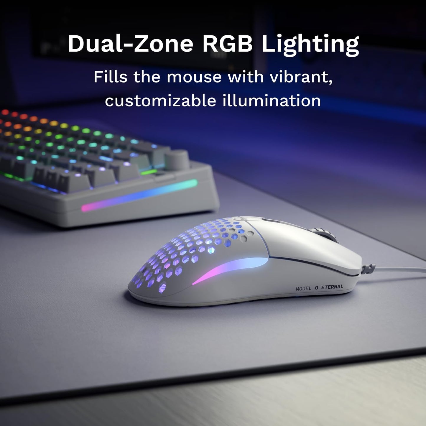 GLORIOUS Model O Eternal Ultralight RGB Gaming Mouse - Wired - 55g Lightweight - Customizable RGB Lighting - 6 Programmable Buttons - Symmetrical Design - 12K DPI Optical Sensor - PC/Mac - White