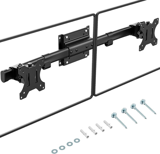 PUTORSEN Dual Monitor Wall Mount, Horizontal Assembly Mount for 2 Monitor Screens up to 27 inches,Max. 10kg, VESA 75x75/100x100mm