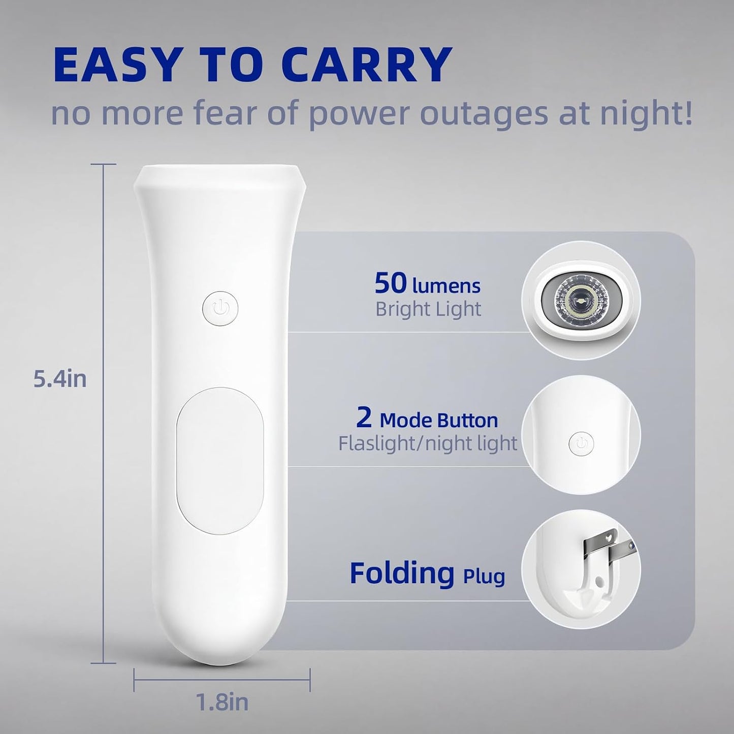 ROSSEX 4 in 1 Emergency Lights for Home Power Failure, 3 Pcs Rechargeable LED Flashlight Plug in Wall, Automatic Turn-On Power Outage Night Light Flashlight for Hurricane Preparedness Items