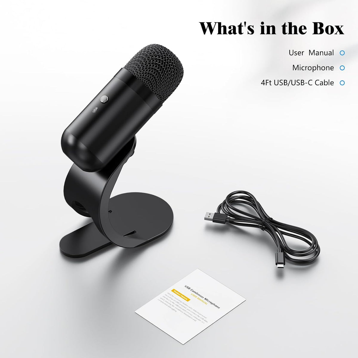 LIANGSTAR USB Computer Microphone, Podcast Mic Desktop with Mute Button for Recording Streaming, Omnidirectional Condenser, Plug&Play Stand with Volume Control for PC, Laptop, Mac, YouTube