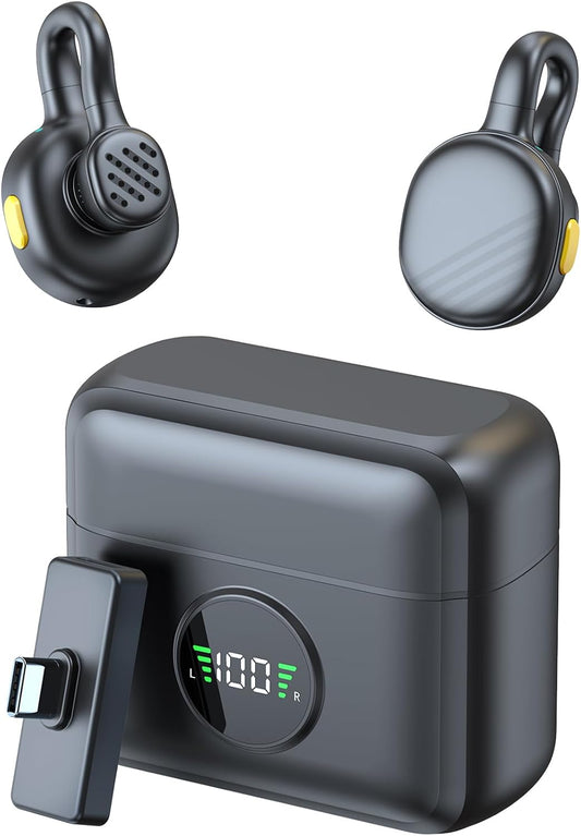 Wireless Mini Microphone for Android, Clip On Mic with Charging Case