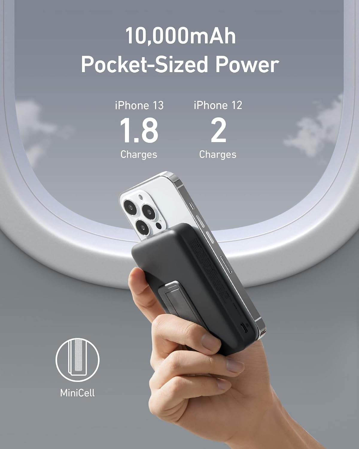 Anker 633 Magnetic Power Bank with Stand, 10,000mAh Portable Charger | Foldable Wireless Charger with 20W USB-C Power Delivery, MagSafe-Compatible for iPhone 16 / 15 / 14 / 13 / 12 Series