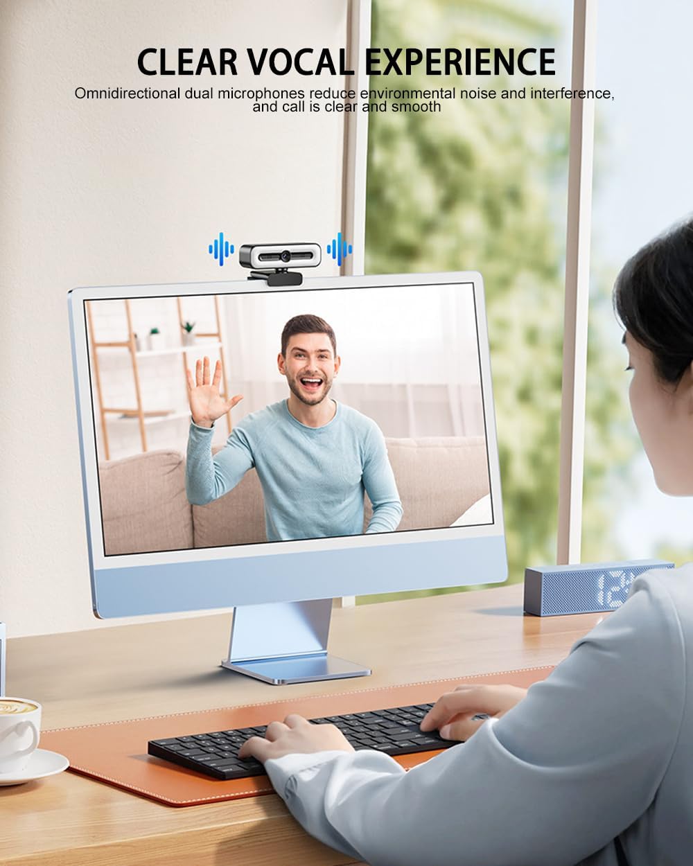 4K UHD Ring Light Webcam for PC, 1080P Web Camera with Dual AI Noise-Cancelling Mics, Auto Light Correction, Privacy Cover, 73°FOV, PDAF Autofocus, Privacy Cover, for Streaming, Conference, Zoom