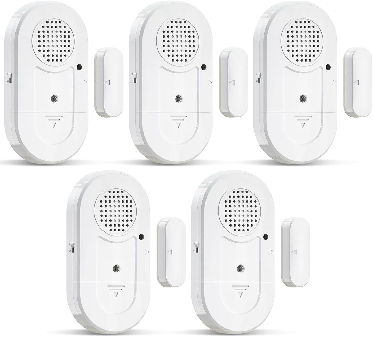 Sanjie Door Window Alarm Sensors, 5 Pack, 125dB, Volume Control | 125dB wireless sensors alert when doors or windows open, with adjustable volume, easy installation and long battery life