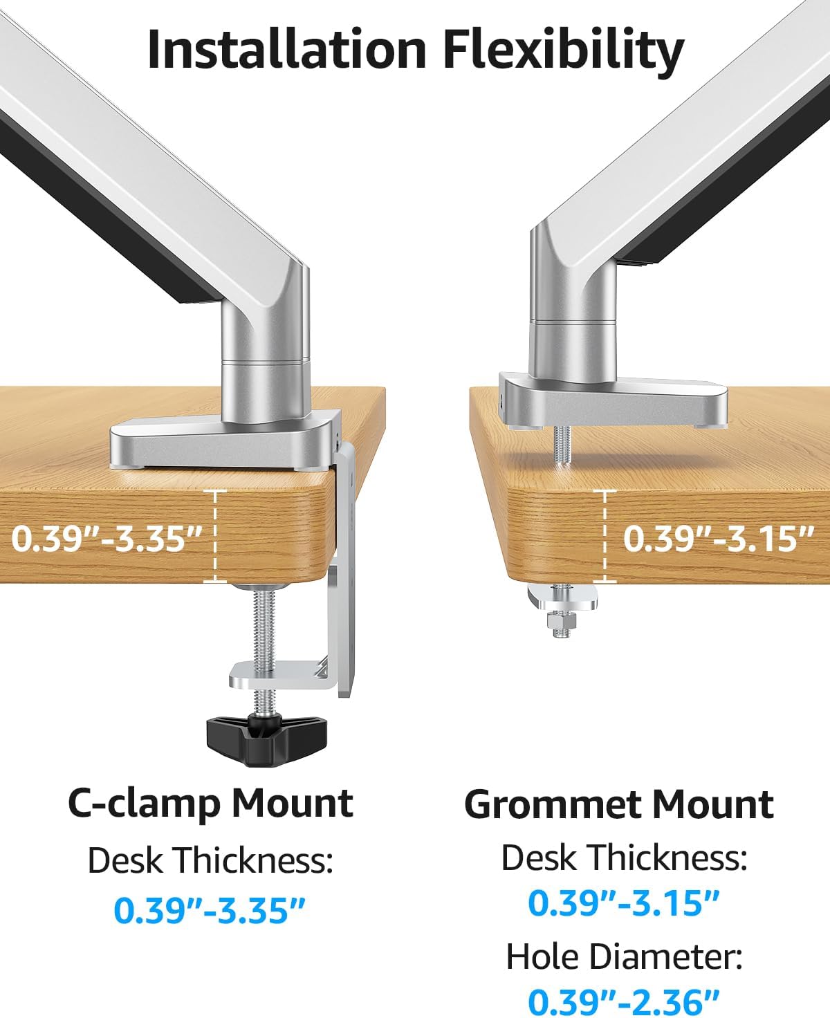 MOUNTUP Dual Monitor Desk Mount, Die-Cast Aluminum Fully Adjustable Double Monitor Arm, Computer Monitor Stand Fits 2 Screen 17 to 32 inch - Each Arm Holds 4.4-19.8LBS