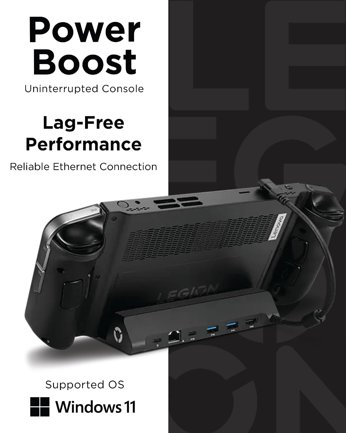 Legion Go USB-C Hub Dock for Legion Go – 6-in-1 Dock, Port Expansion, Charging, Video, Ethernet Support