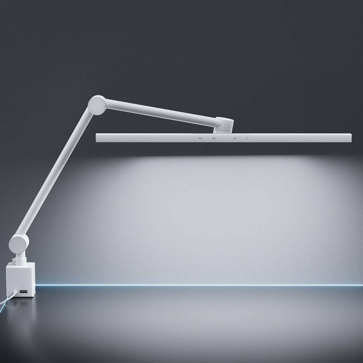 deeloop Dual Arm Desk Lamp with Clamp, CRI95+ Asymmetric LED Light wiht USB