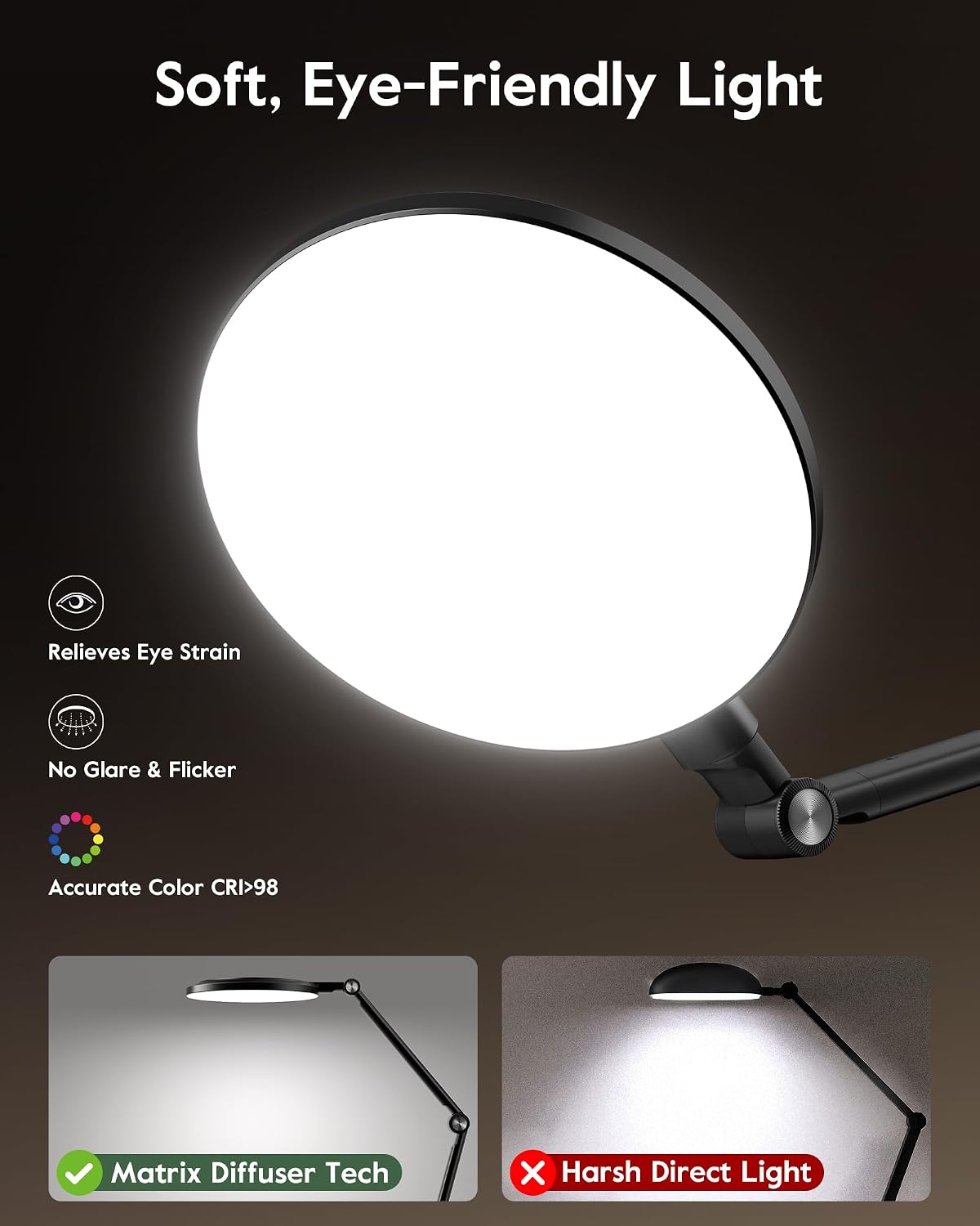 LitONES Desk Lamp for Home Office, Professional Video Call Light