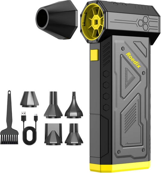 Compressed Air Duster,420 mins Runtime,Replace Canned Air to Clean Computer | 7800mAh,150000RPM,150g wind force,45M/S wind speed,comes with LED light.Portable air blower for computer, keyboard clean