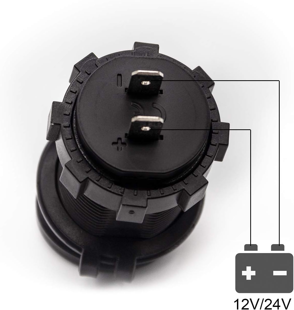 Dual USB Charger Socket Waterproof Power Outlet 12V/24V 2.1A & 2.1A for Car Boat Marine RV Mobile Blue LED