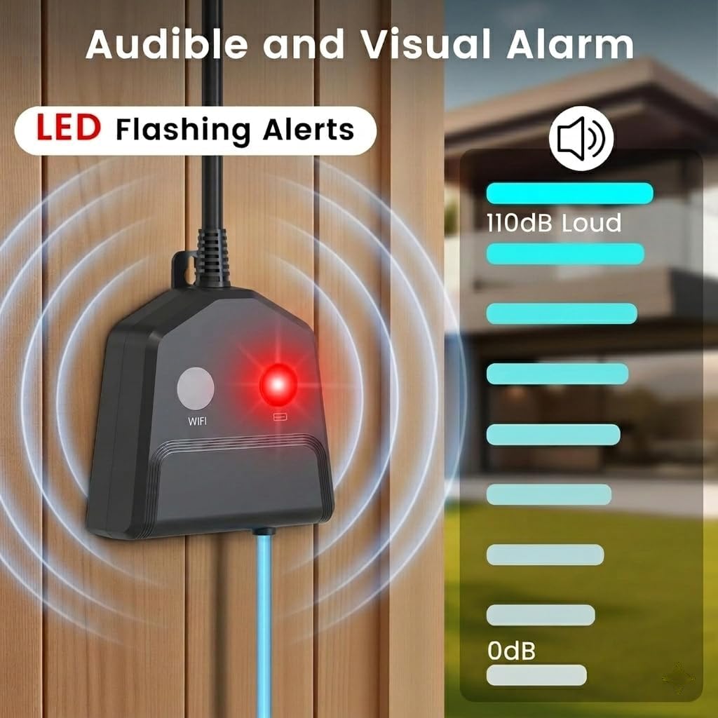 WiFi Sump Pump Alarm, Auto Pump Control, Backup Battery, IP65,110dB | Smart pump control and water alarm, Free app alerts