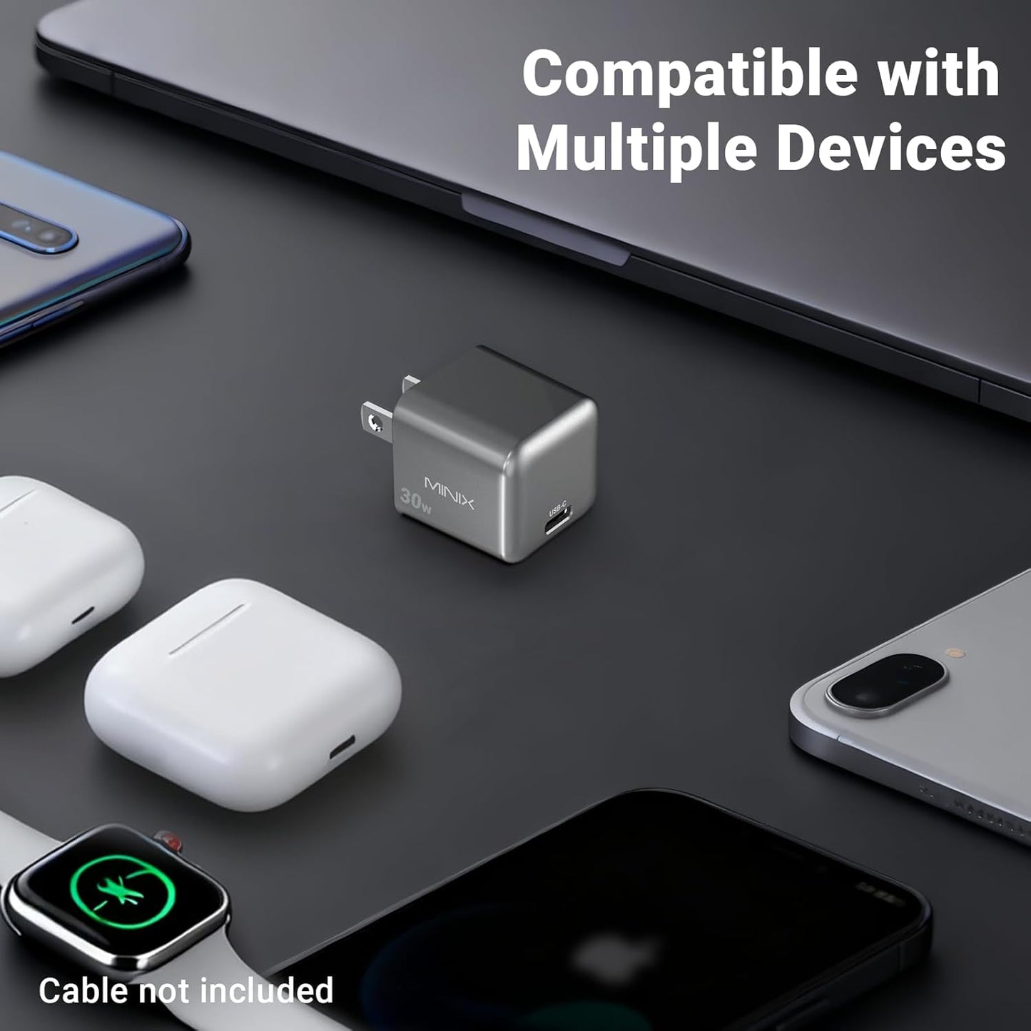 MINIX P30 30W USB C Charger Block 2-Pack, Type C Fast Charging Plug | GaN Fast Charging Block Wall Adapter, Compatible with iPhone 17 16 15 14 Pro Max, iPad Pro, AirPods, Samsung Galaxy S24 S23