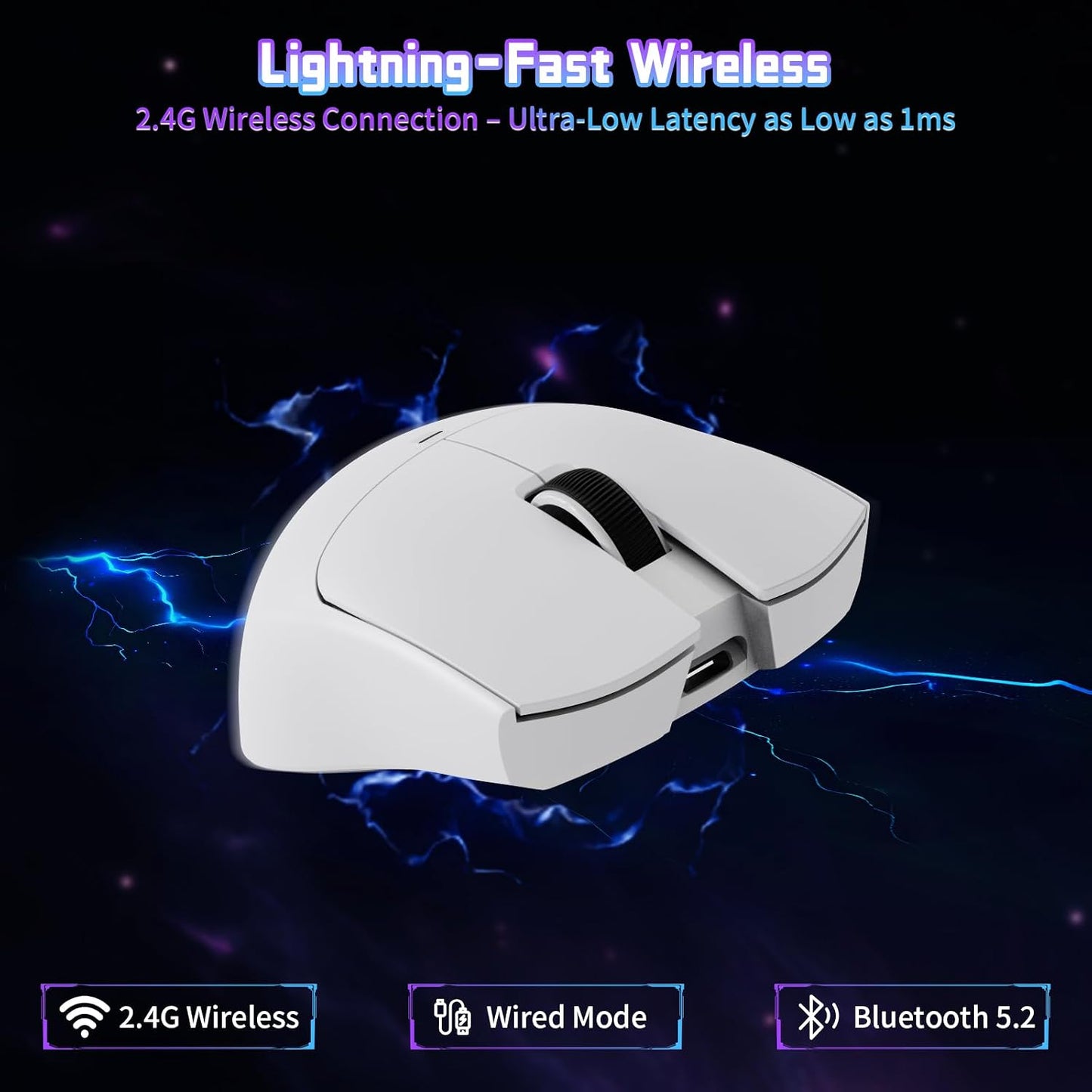 ATTACK SHARK X11SE Wireless Gaming Mouse, 59g Lightweight, White | Bluetooth/2.4Ghz Wireless/Wired Connectivity, 22K DPI, PixArt PAW3311 Gaming Sensor, 1K Polling Gamer Mice for PC/Mac