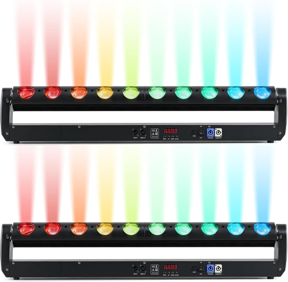 2 Pack 400W 10-Eye Moving Head Light Bars, 127+ Dynamic Effects, RGBW 4-in-1 Wall Washer Lights, DMX512 Sound-Activated DJ Stage Lighting for Wedding Party Theater