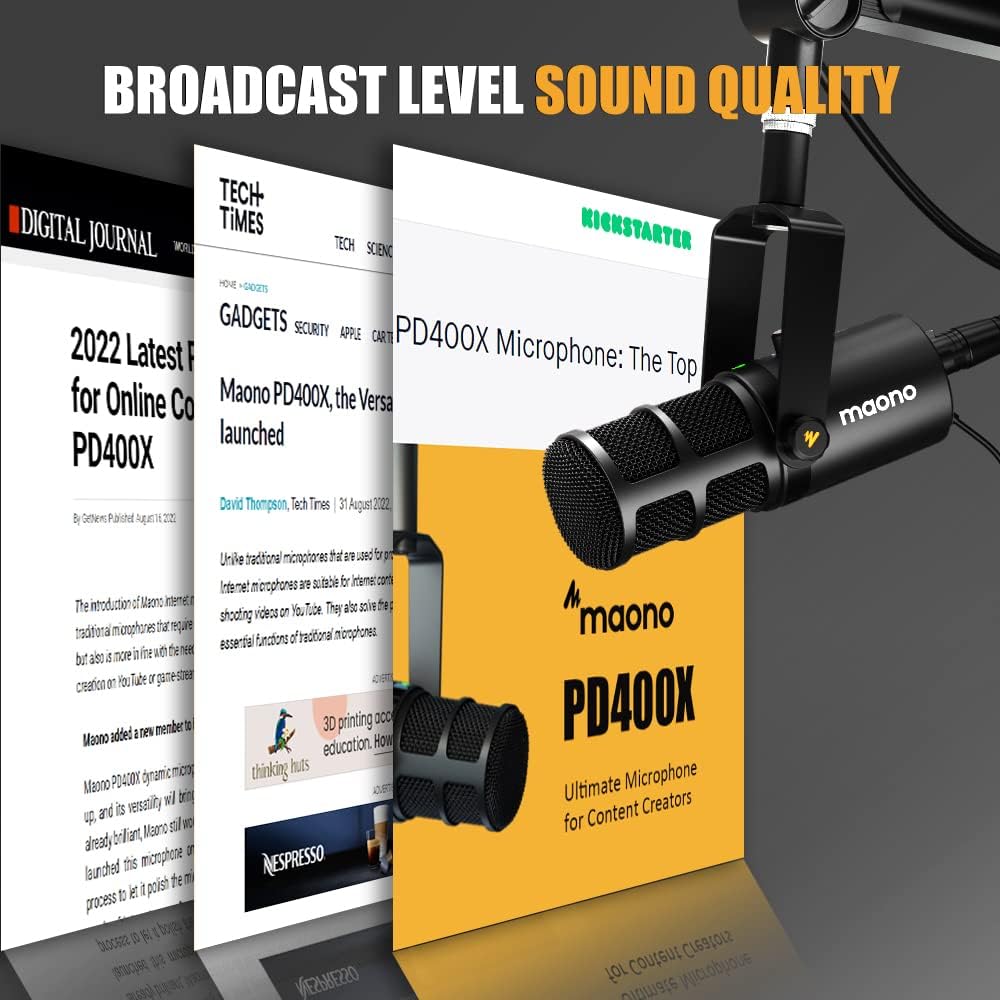MAONO PD400X Dynamic Microphone, USB/XLR Podcast PC Mic with Software | EQ,Tap-to-Mute, Headphone Jack, Gain Knob & Volume Control, Studio Mic for Broadcast, Recording, Streaming & Gaming
