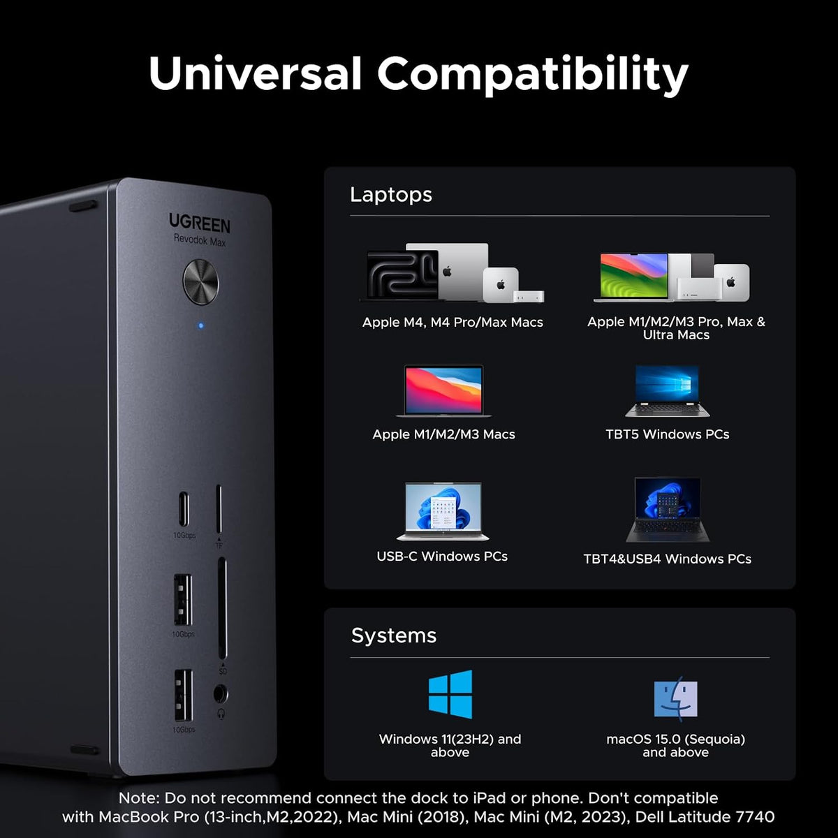 UGREEN Maxidok Thunderbolt 5 Docking Station, Triple 4K@60Hz, 4xTBT5 Port