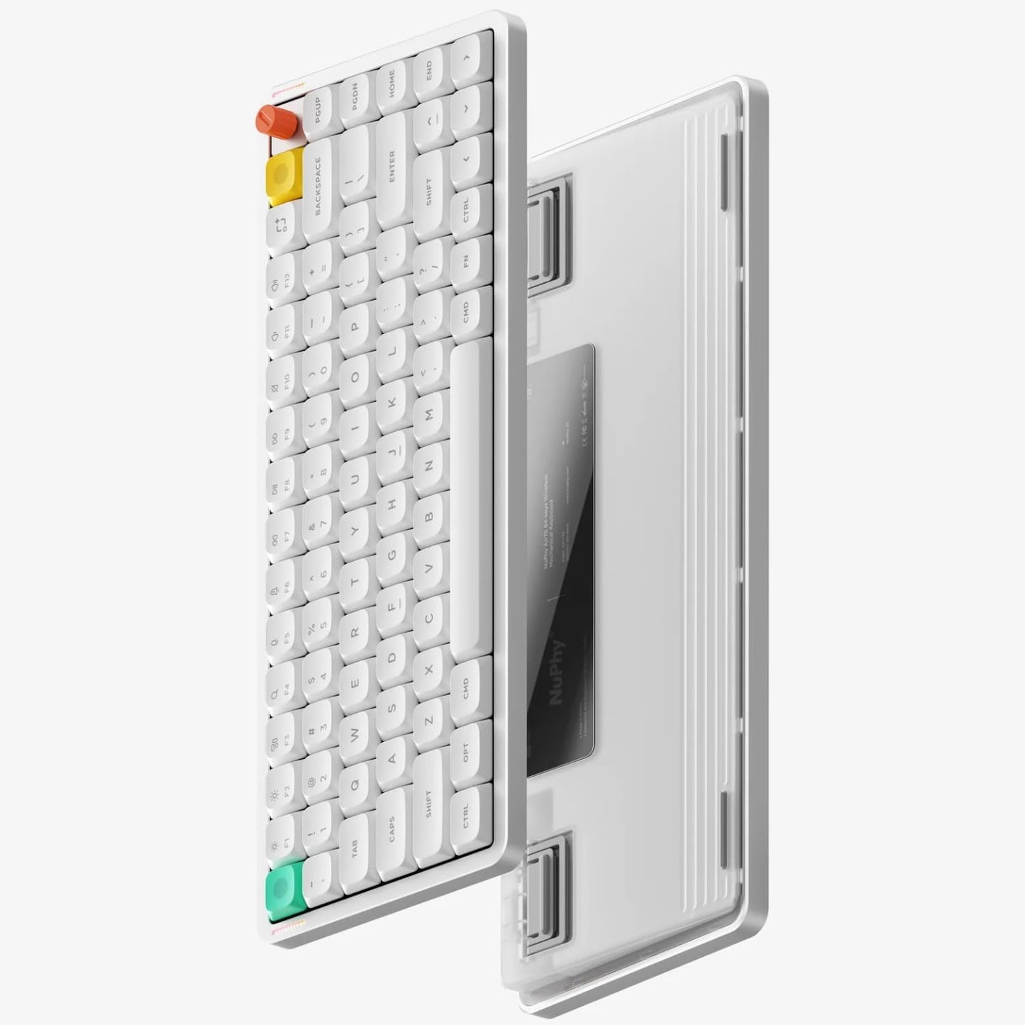 nuphy Air75 V3 Mechanical Keyboard with Knob, White-Red Nano Switches | 75% Low Profile keyboard, Hot-Swap, for Mac, Windows, Bluetooth/2.4GHz/USB-C, Wireless keyboard, RGB Backlit, PBT keycaps