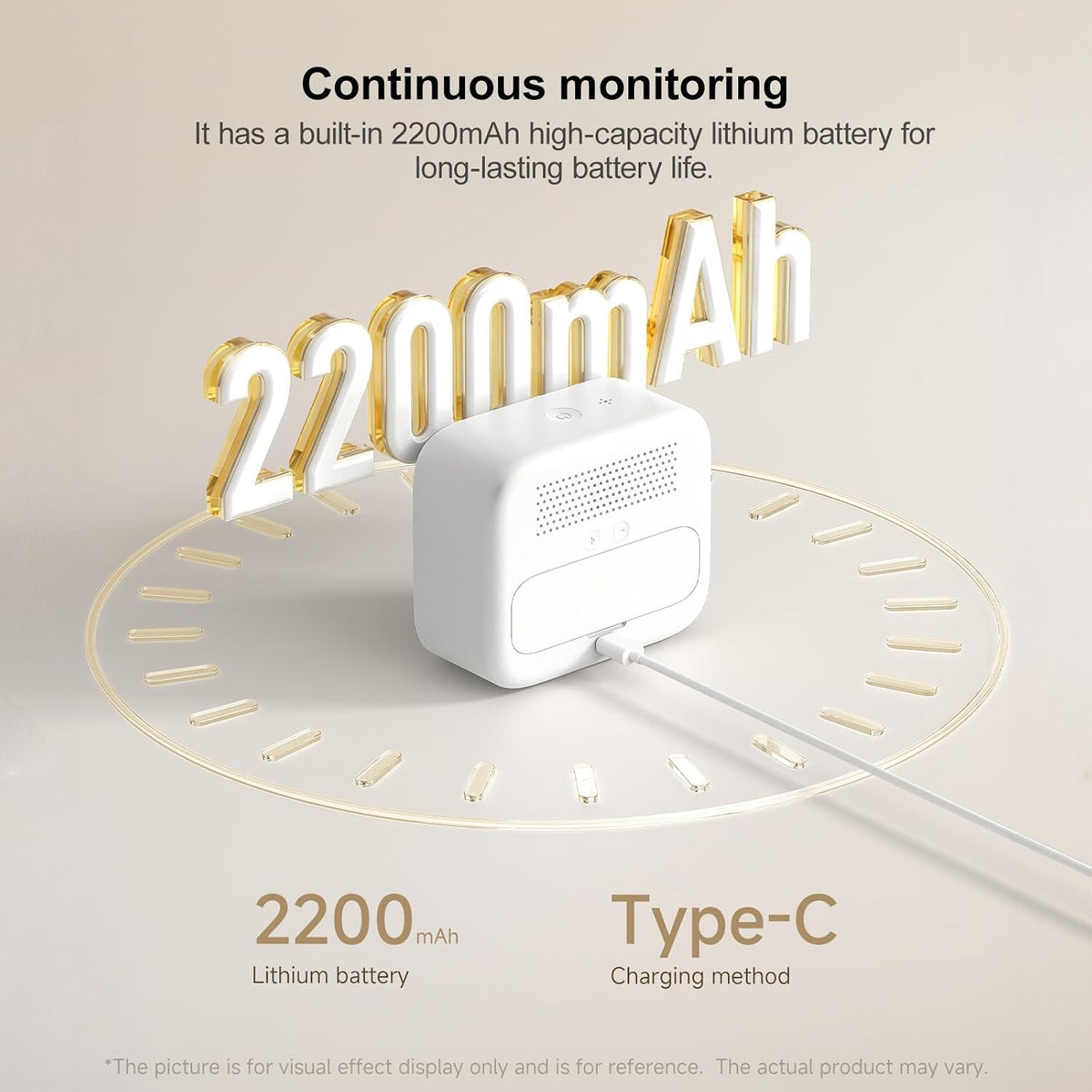 ATuMan 4-in-1 CO₂ Detector, Indoor Air Quality Monitor, NDIR Sensor | 4-in-1 Design, Temperature, Humidity, Time，CO2, NDIR Sensor, 2200mAh Rechargeable, 3-Color Alert, Portable, 3.0" Display