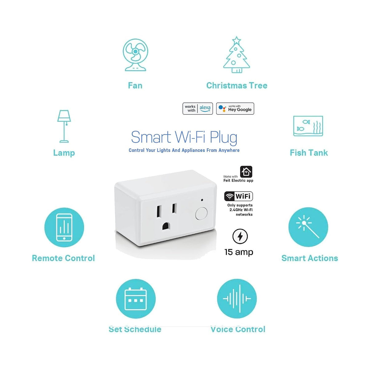 Feit Electric Indoor Smart WiFi Plug Compatible with Alexa and Google Home (3 Pack)