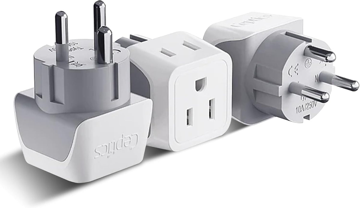 Ceptics Denmark Travel Adapter Plug with Dual Usa Input - Power - Type K (3 Pack) - Ultra Compact - Safe Grounded Perfect for Cell Phones, Laptops, Camera Chargers and More (CT-20)
