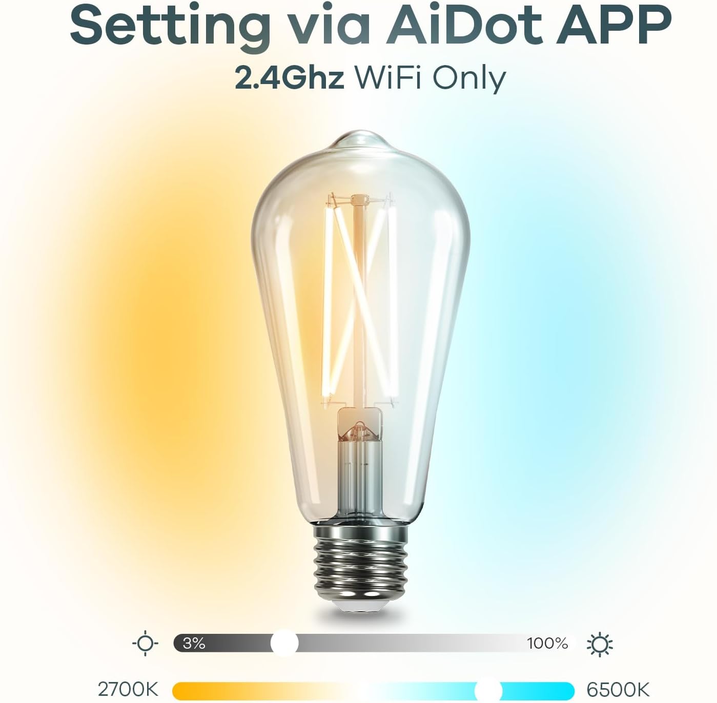 Linkind Smart Edison Light Bulb, ST19 (58) Vintage Bulb, 4 Pack with Remote | Work with Alexa/Google Home, 2700K-6500K Warm White to Daylight LED Filament Bulb, Smart Dimming, WiFi E26 Bulb 8W 60W 800LM